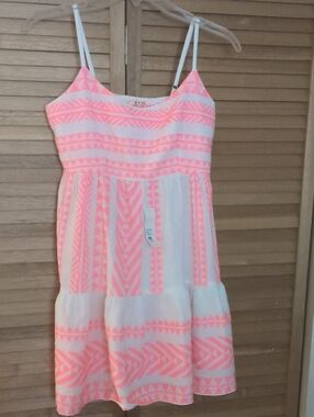 Women's Pink Patterned Mini Dress - Spaghetti Strap